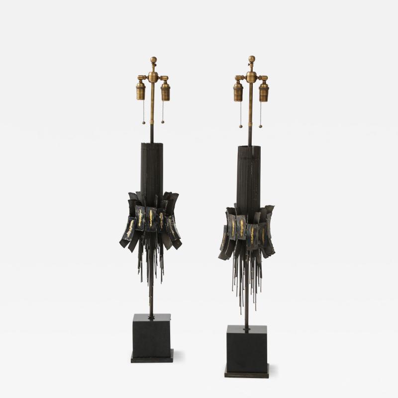 Pair of Large 1907s Brutalist Lamps