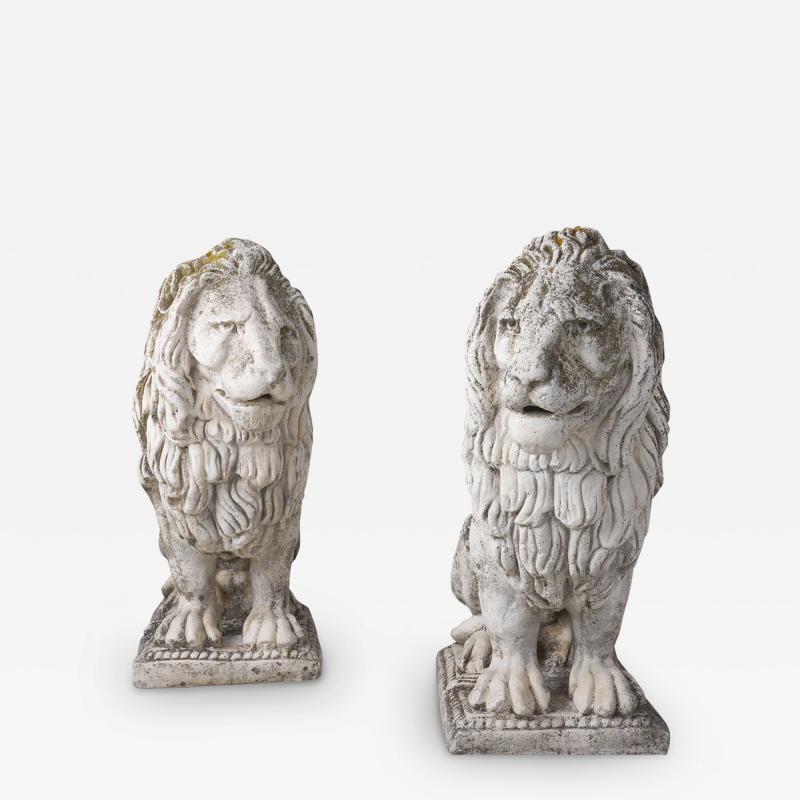 Pair of Large Antique Italian Concrete Lions
