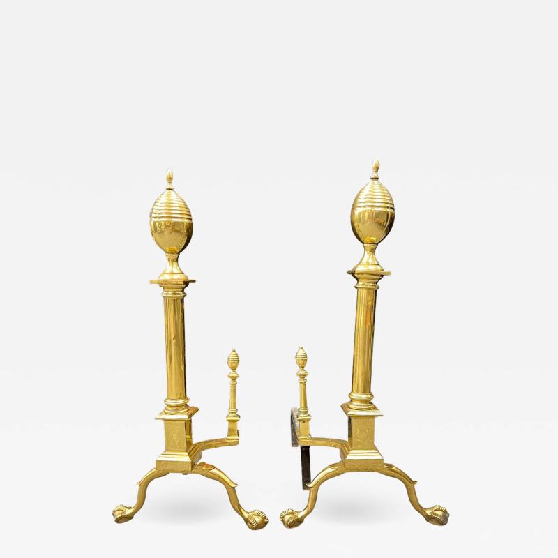 Pair of Large Bronze Georgian Style Andirons