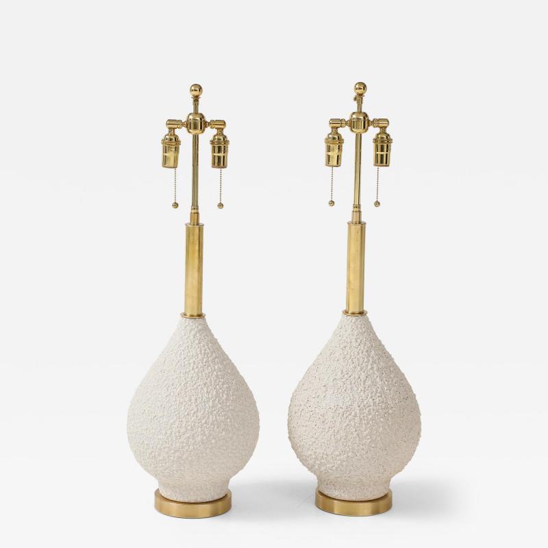 Pair of Large Ceramic Lamps with a Popcorn Textured Finish