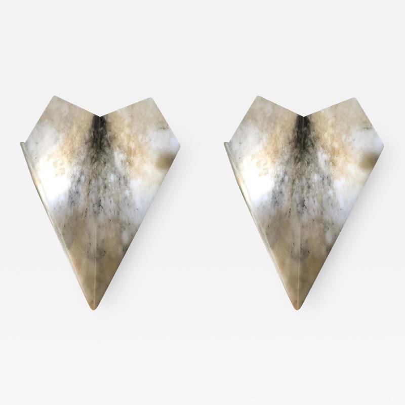 Pair of Large Custom Italian Modern Neoclassical Alabaster Wall Sconces
