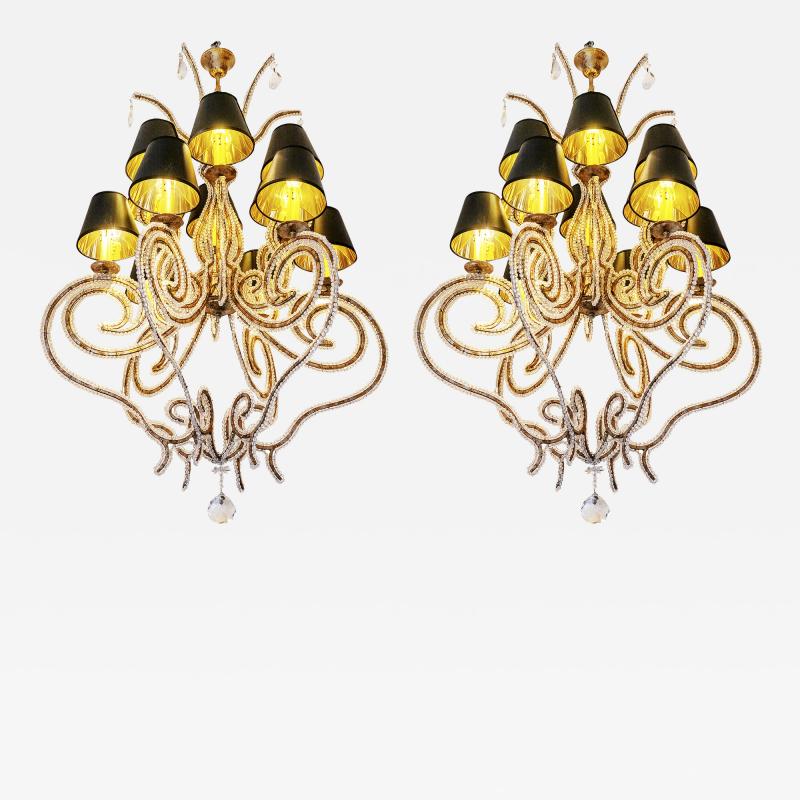 Pair of Large French Crystal Chandeliers circa 1960s