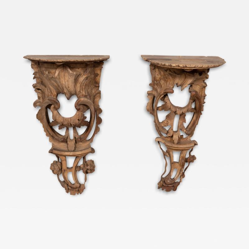 Pair of Large George III Pine Wall Brackets