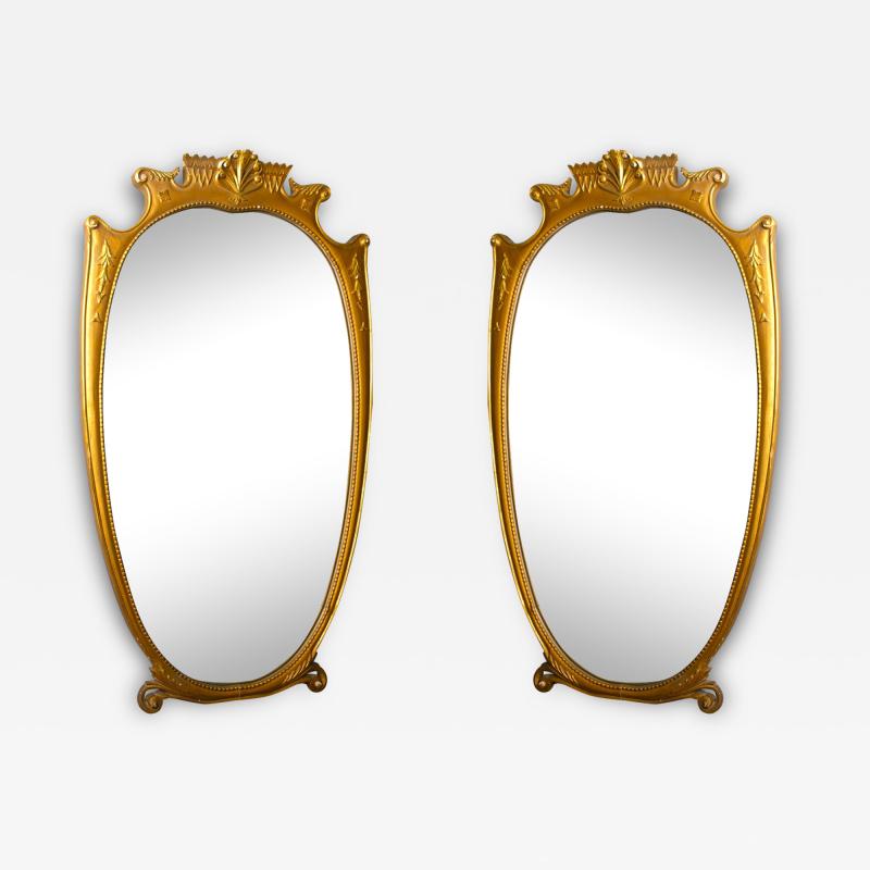 Pair of Large Italian Midcentury Gilt wood Mirror 1950