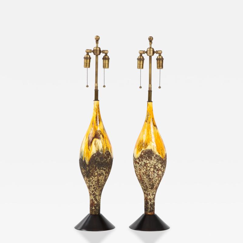 Pair of Large Mid Century Ceramic Lamps