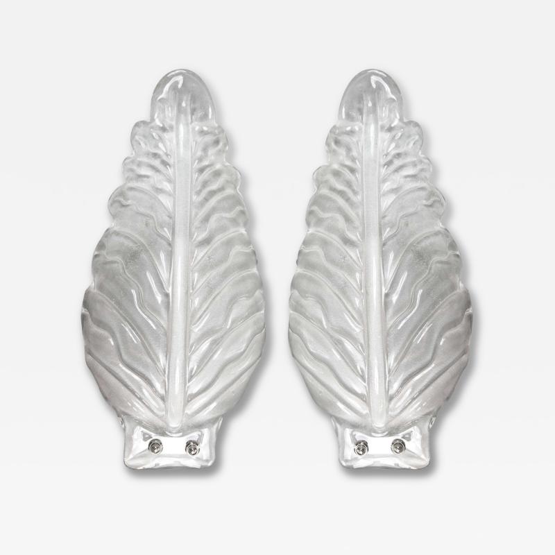 Pair of Large Murano Blown Leaf Sconces