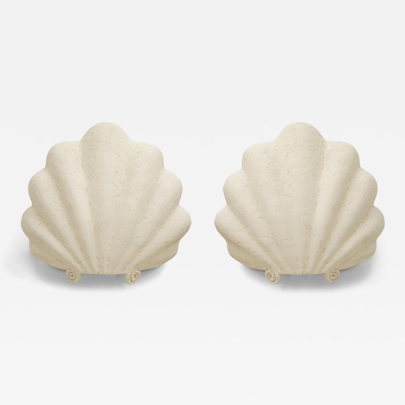 Pair of Large Plaster Shells Wall Sconces