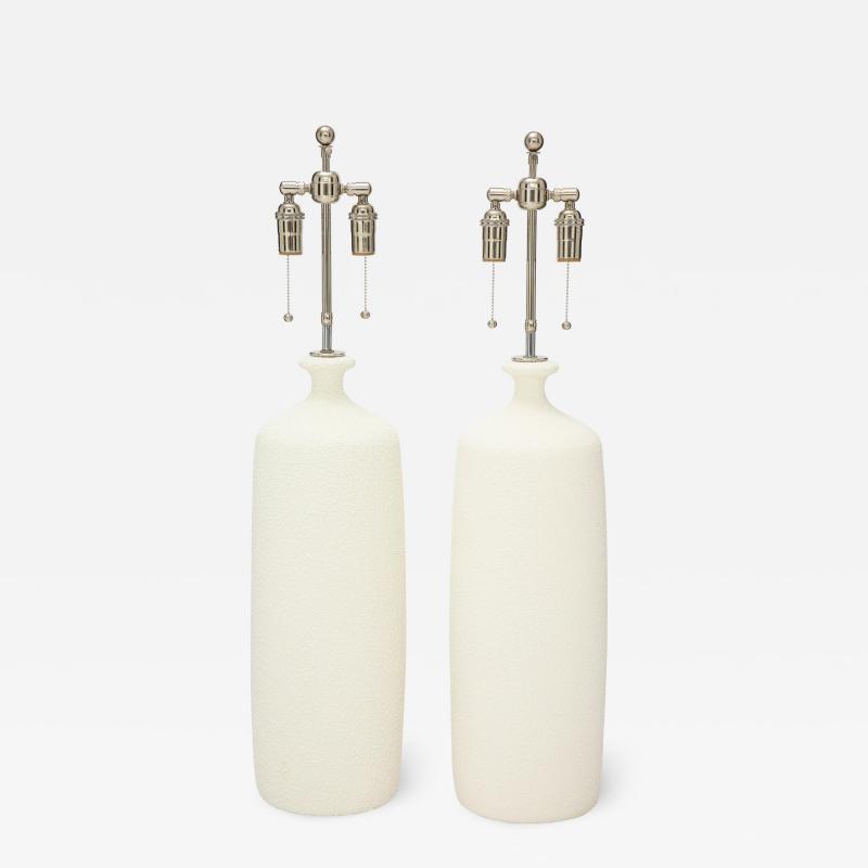 Pair of Large Popcorn Textured Ceramic Lamps