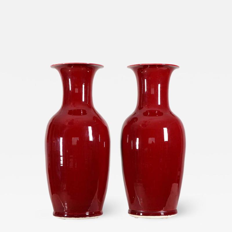Pair of Large Sang de boeuf Glazed Vase Early 20th Century