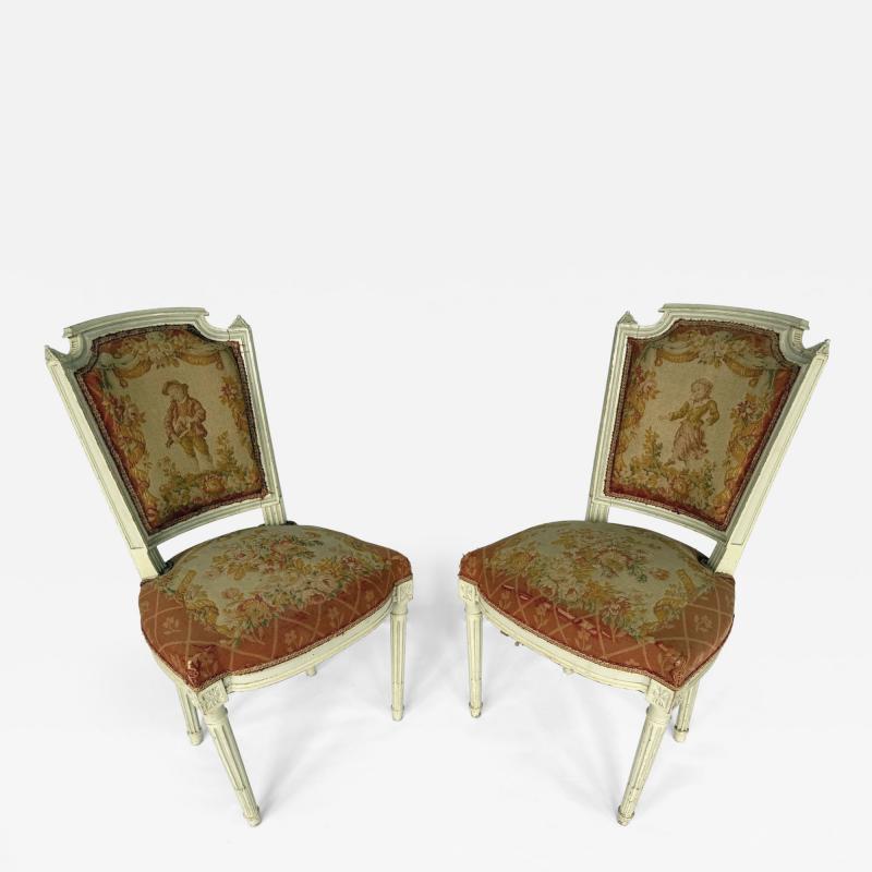 Pair of Late 19th Century Louis XVI Style Side Chairs from Matching Parlor Suite