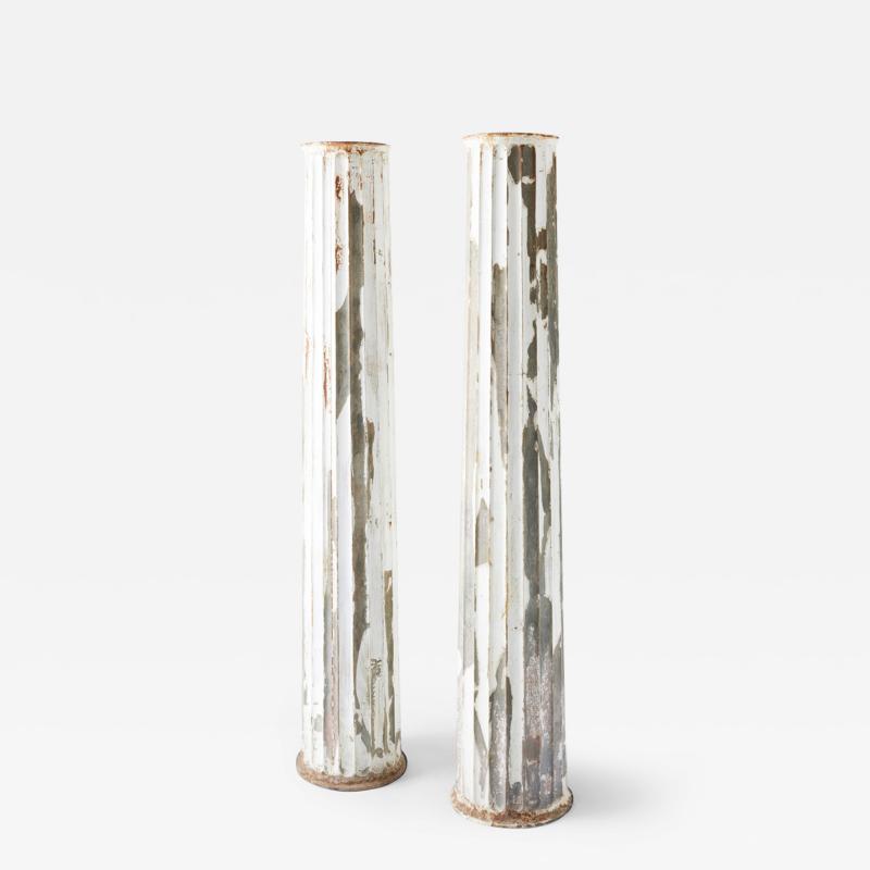 Pair of Late 19th Century Zinc Fluted Columns