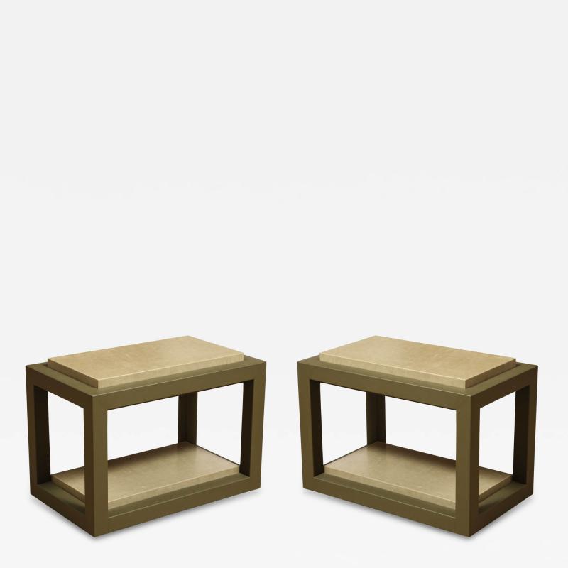 Pair of Leather Clad Side Tables