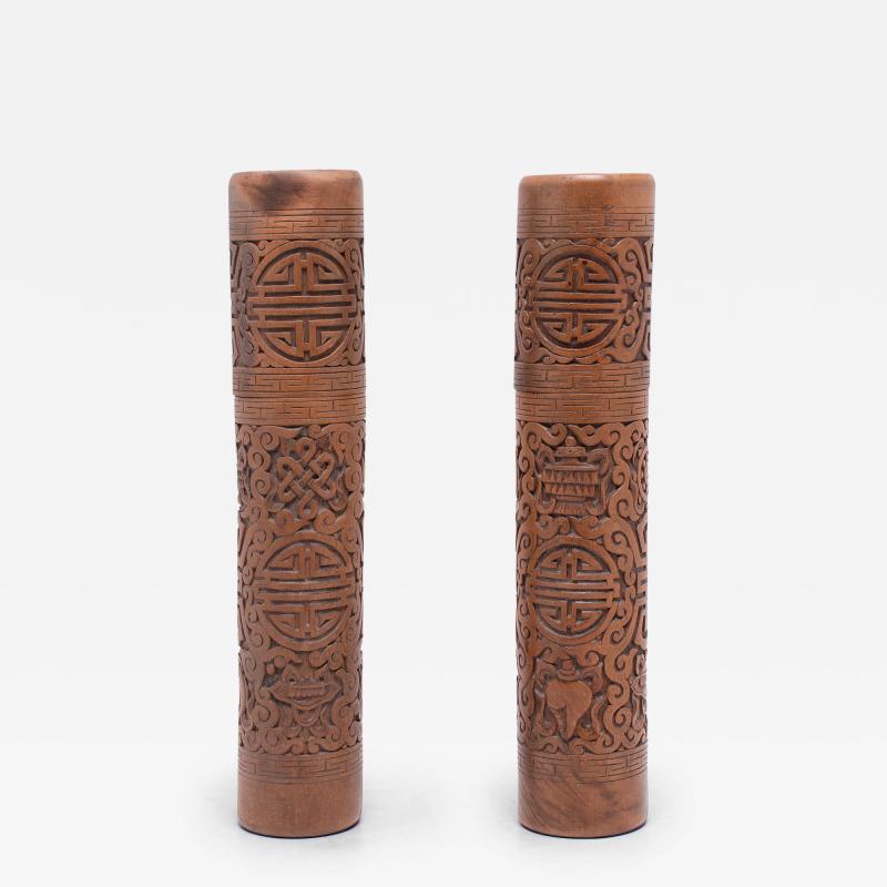 Pair of Longevity Relief Scroll Cases