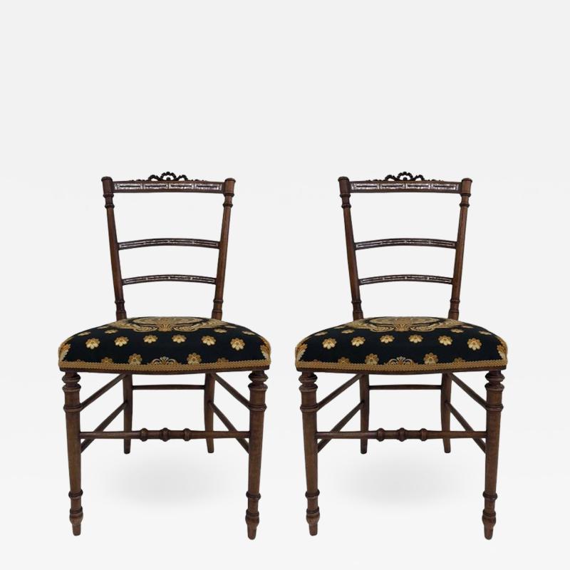 Pair of Louis XIV Style Mother of Pearl Inlay Chairs