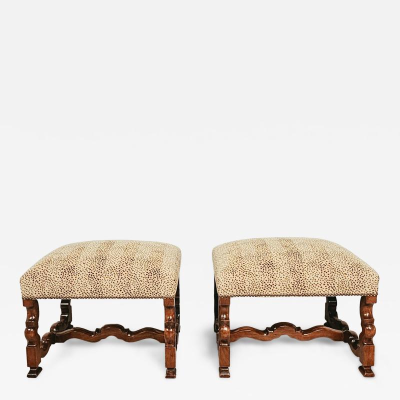 Pair of Louis XIV Style Walnut Benches Custom Made circa 1970