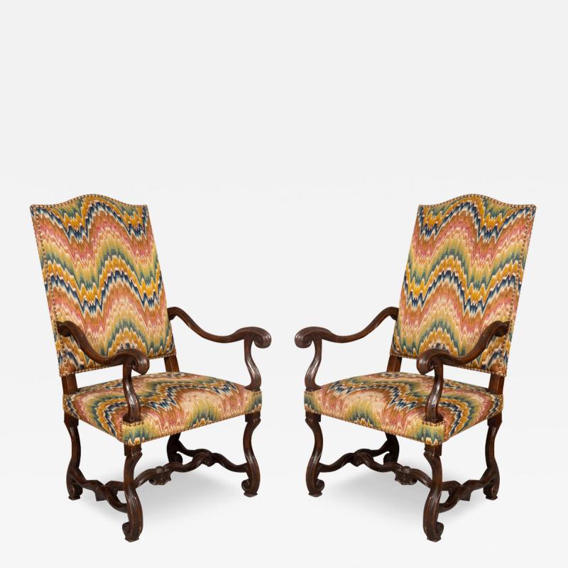 Pair of Louis XIV Walnut Armchairs