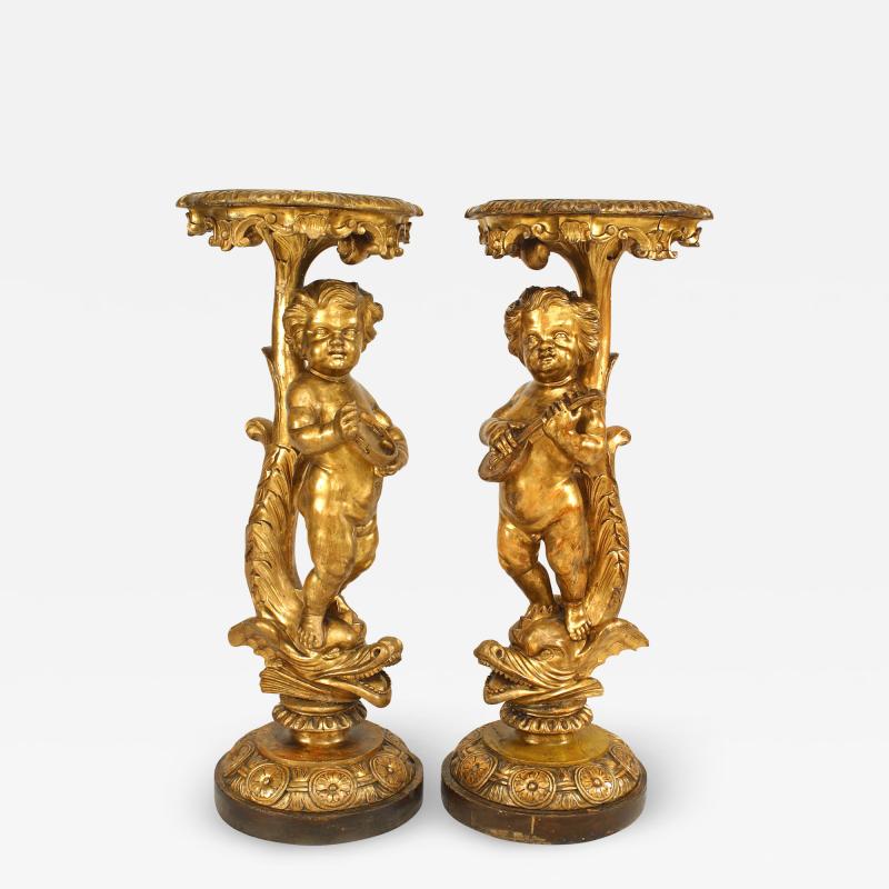 Pair of Louis XV Gilt Cherub Pedestals