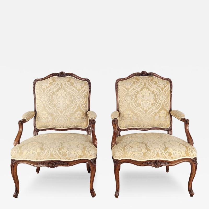 Pair of Louis XV Walnut Armchairs France circa 1740