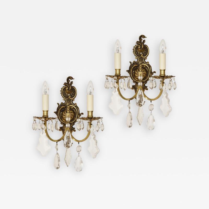 Pair of Louis XV style cut glass sconces