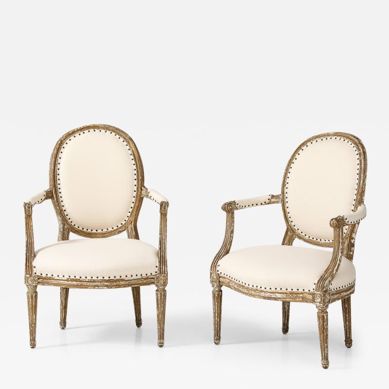 Pair of Louis XVI Style Armchairs Late 19th Century
