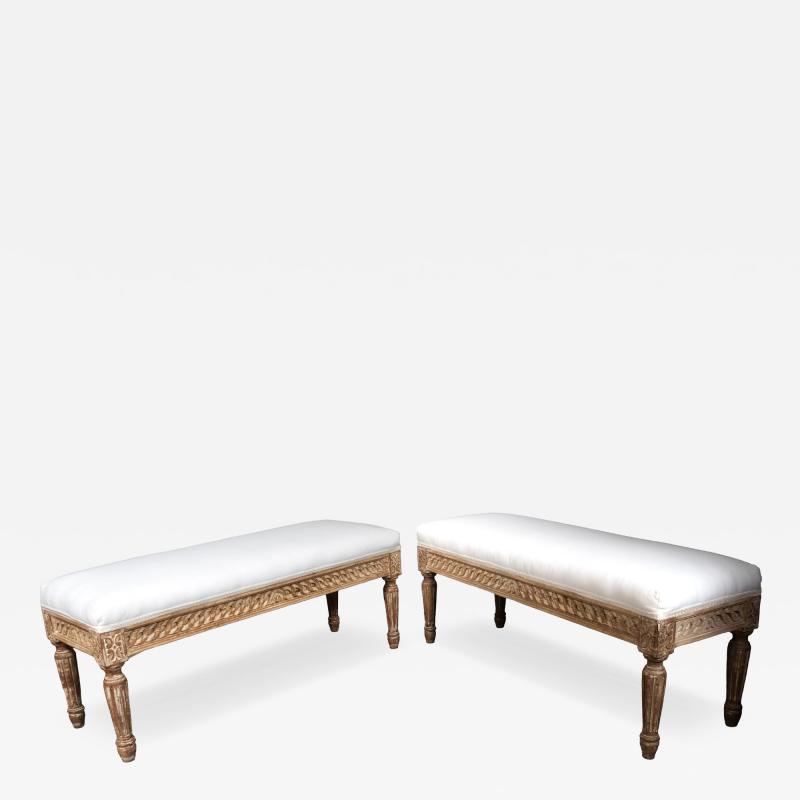 Pair of Louis XVI Style Beechwood Benches
