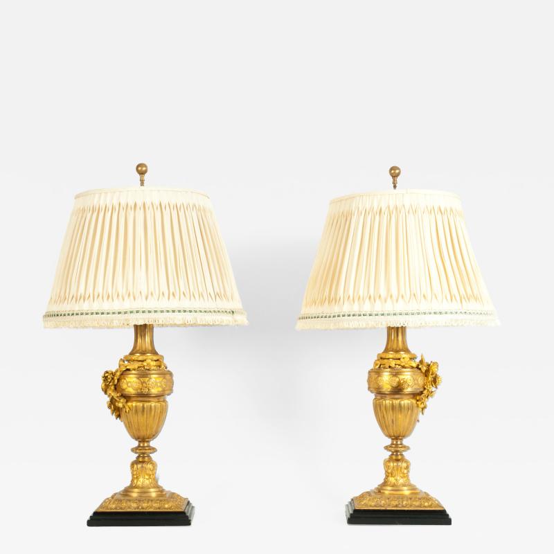 Pair of Louis XVI Style Dor Bronze Table Lamps