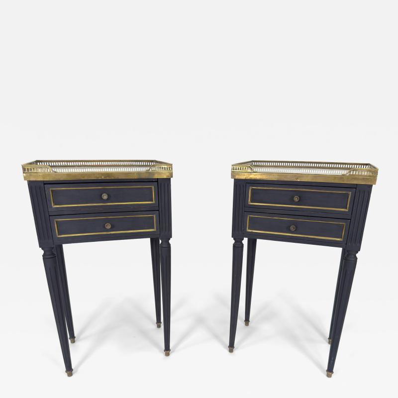 Pair of Louis XVI Style Ebonized Bedside Tables c 1900