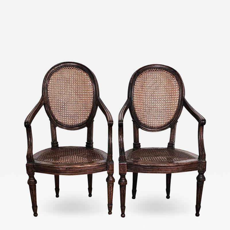 Pair of Louis XVI Walnut Chairs without Cushions Italy circa 1790 