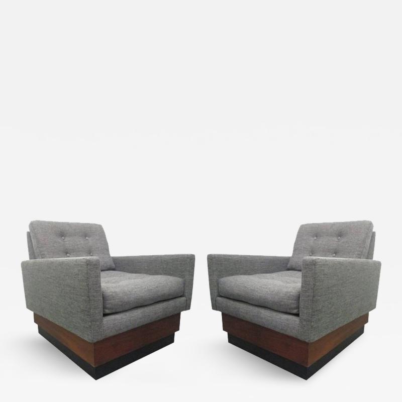 Pair of Lounge Chairs on Plinth Base