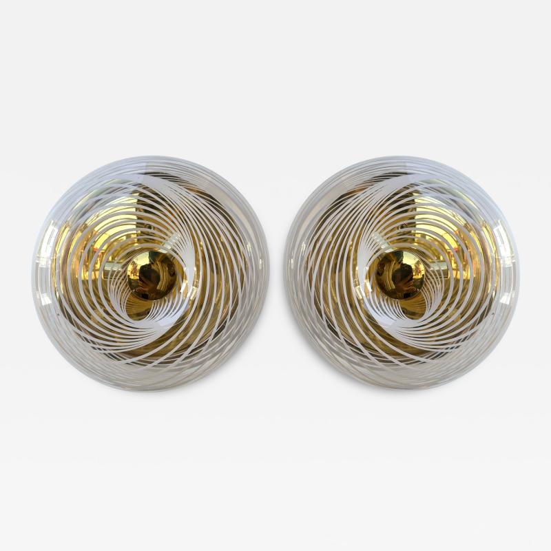 Pair of Lucite Spiral and Brass Sconces Italy 1970s