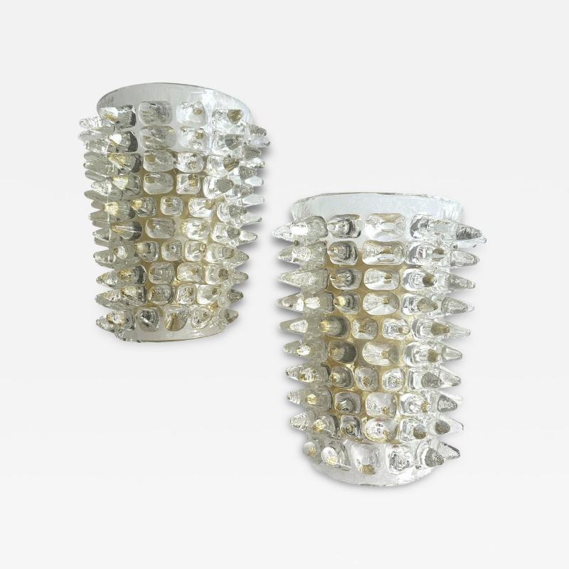 Pair of Luxury Italian Spikes Murano Glass Scenographic Wall Sconces