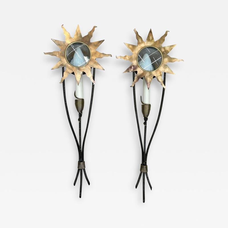 Pair of Mark Brazier Jones Copper Star Sconces Olympia Hand Hammered