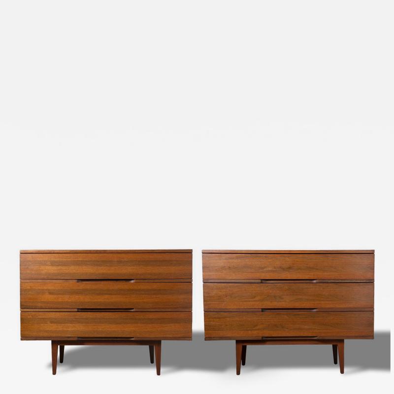 Pair of Mel Smilow Walnut Three Drawer Chests USA 1960s