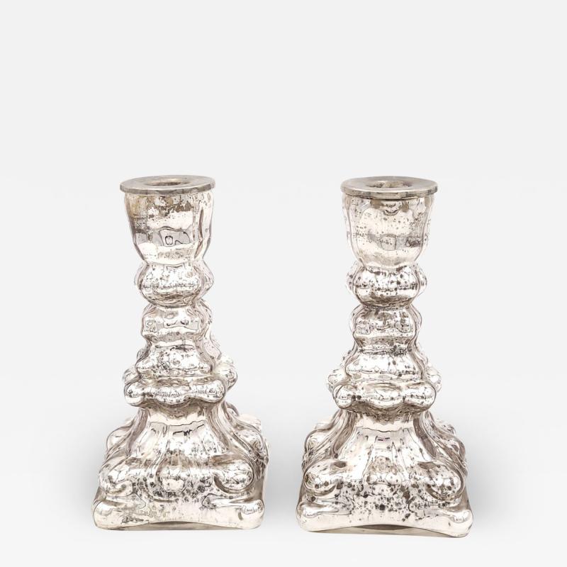 Pair of Mercury Glass Candlesticks France circa 1870