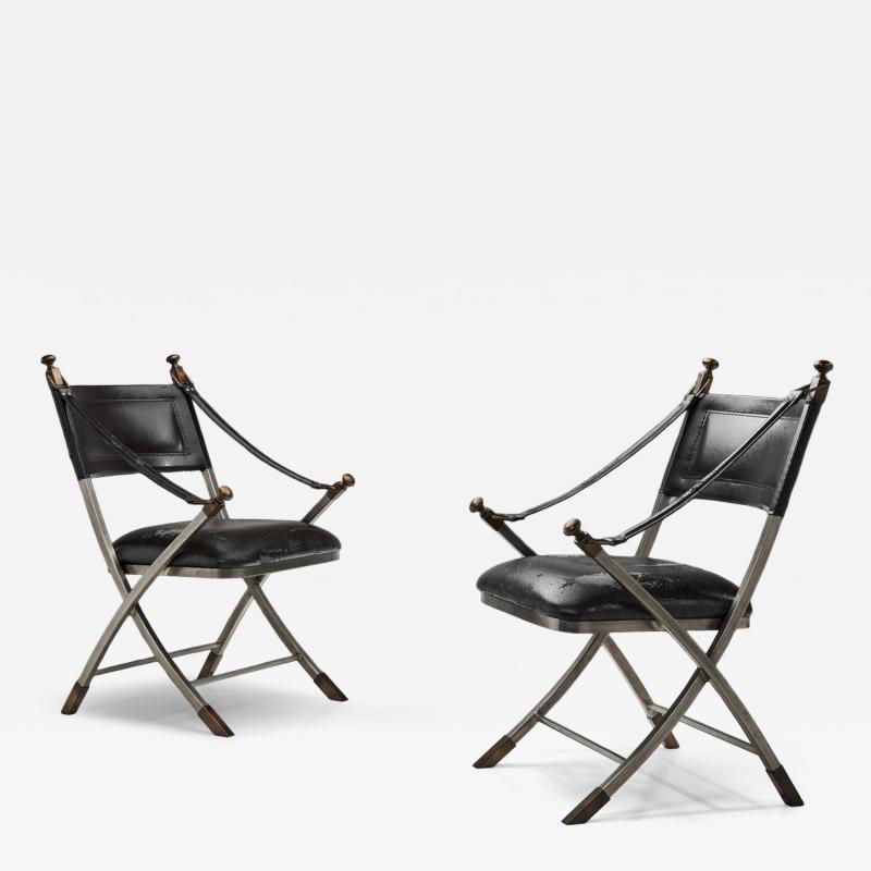 Pair of Metal and Leatherette Armchairs Europe ca 1960s