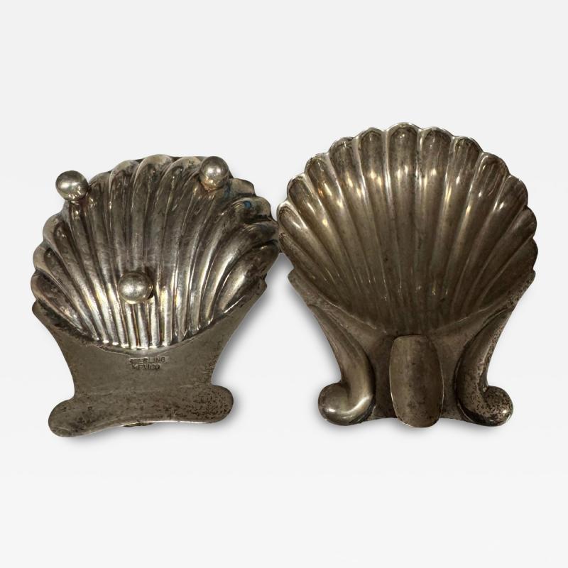 Pair of Mexican Sterling Silver Seashell Ashtrays 60g