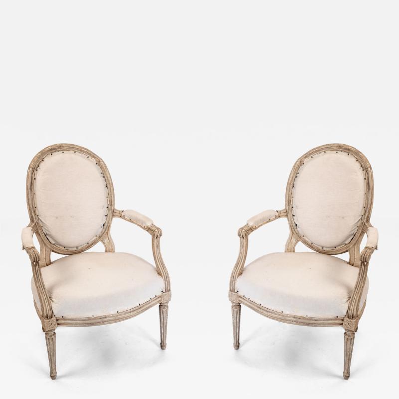 Pair of Mid 19th Century Louis XVI Style Armchairs