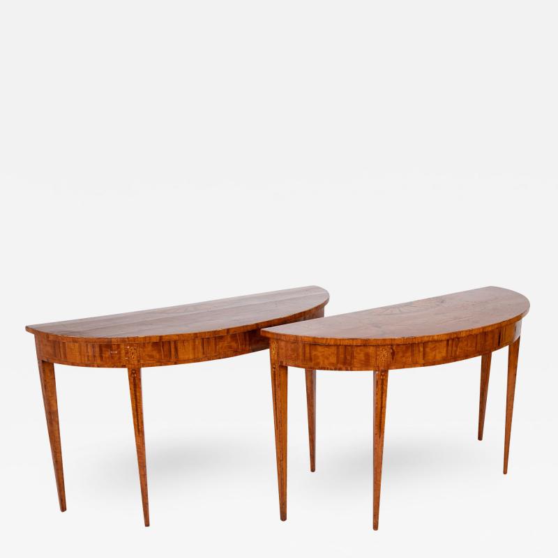 Pair of Mid 19th Century Profusely Inlaid Satinwood Console Tables
