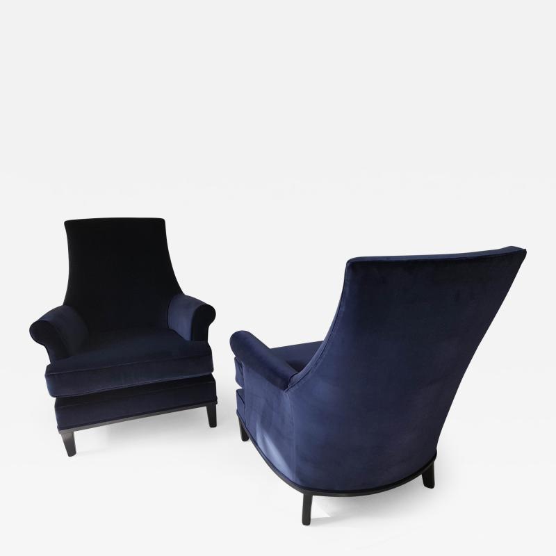 Pair of Mid Cdntury Modern armchairs with black lacquered legs 