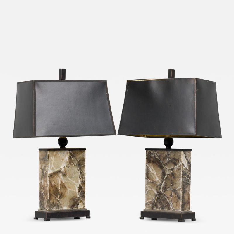 Pair of Mid Century American Stone Table Lamps