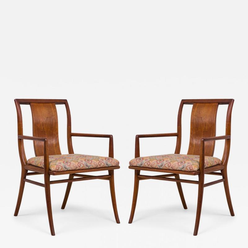 Pair of Mid Century American Upholstered Seat Armchairs
