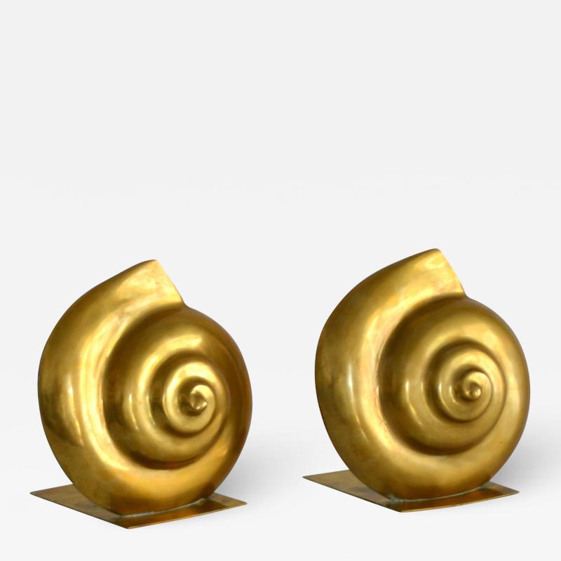 Pair of Mid Century Brass Shell Form Bookends