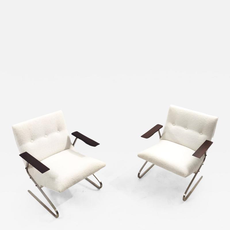 Pair of Mid Century Cantilever Armchairs by George Van Rijck for Beaufort