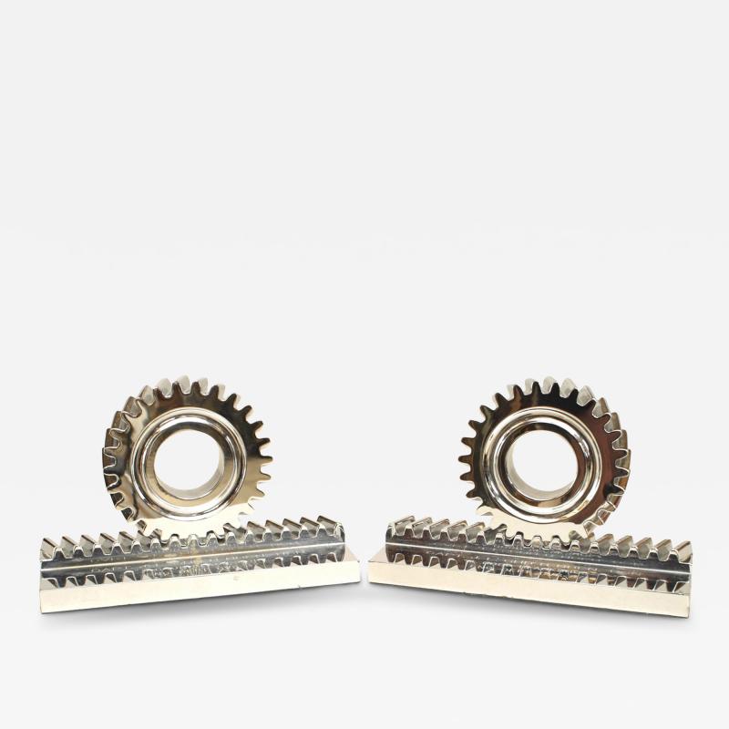 Pair of Mid Century Chrome Gear Bookends