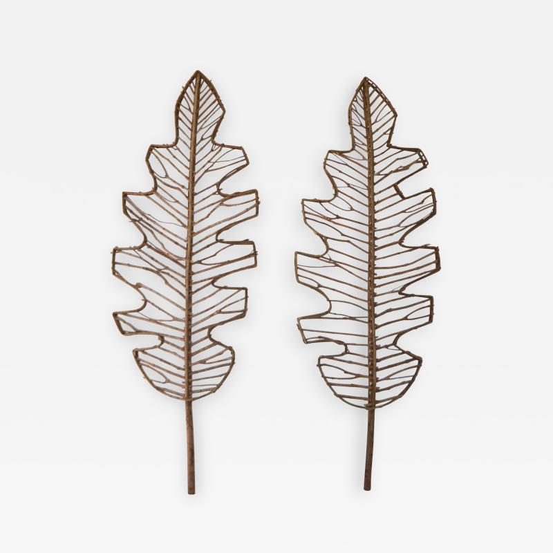 Pair of Mid Century Leaf Form Wall Sculptures