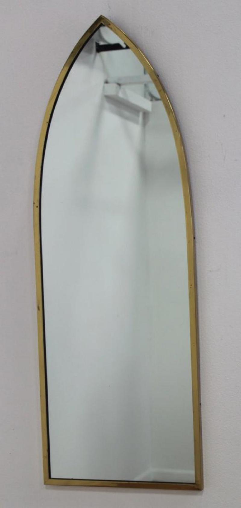 Pair of Mid Century Modern Brass Arched Mirrors