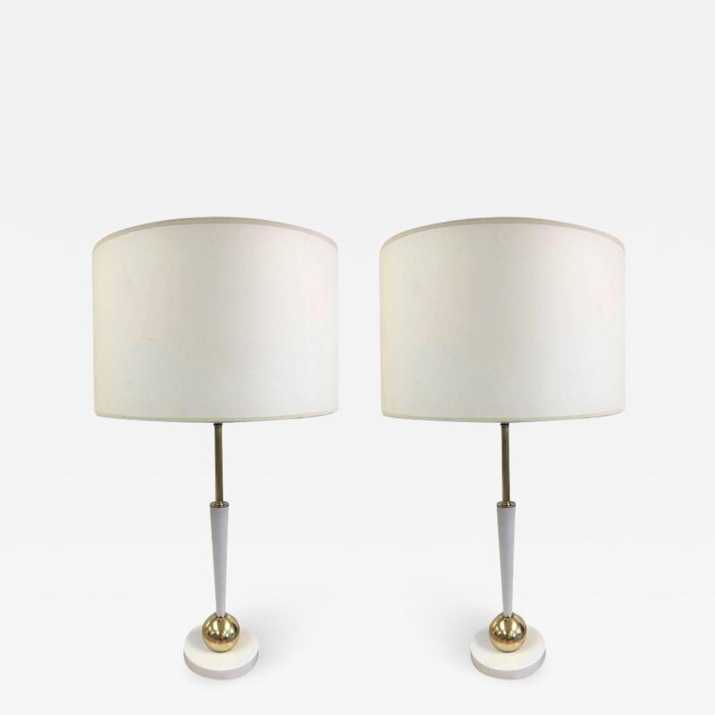 Pair of Mid Century Modern Brass Ball Lamps