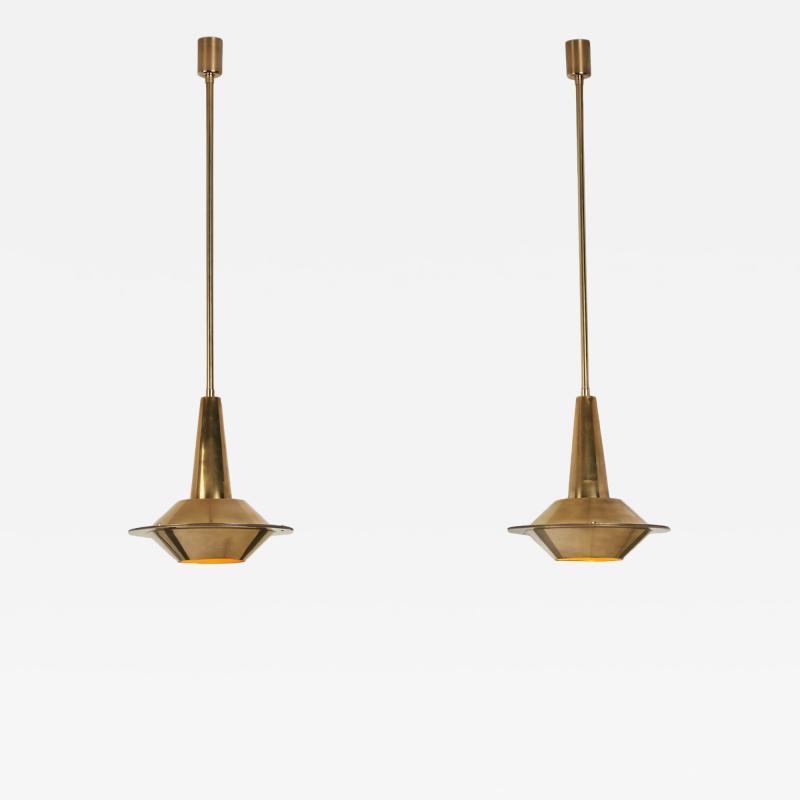 Pair of Mid Century Modern Brass Pendant Lights Europe 1950s