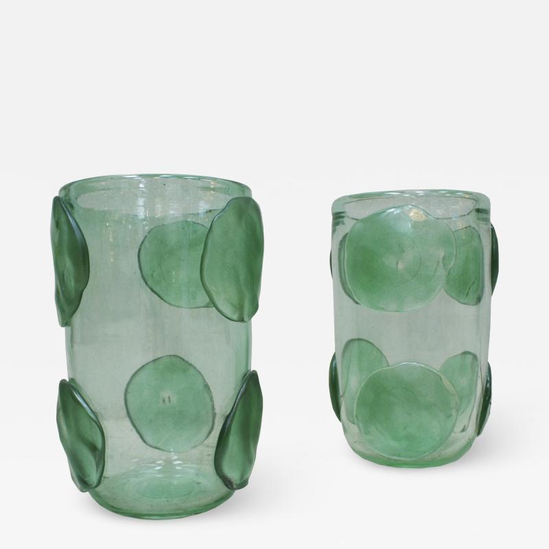 Pair of Mid Century Modern Costantini Murano Glass Italian Vases