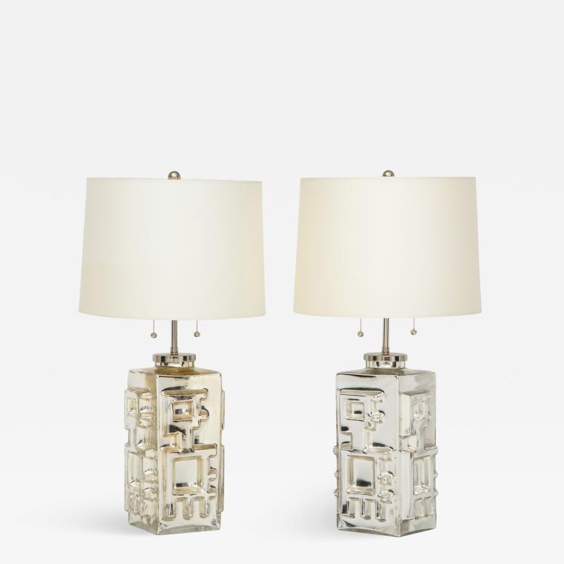 Pair of Mid Century Modern Mercury Silver Lamps